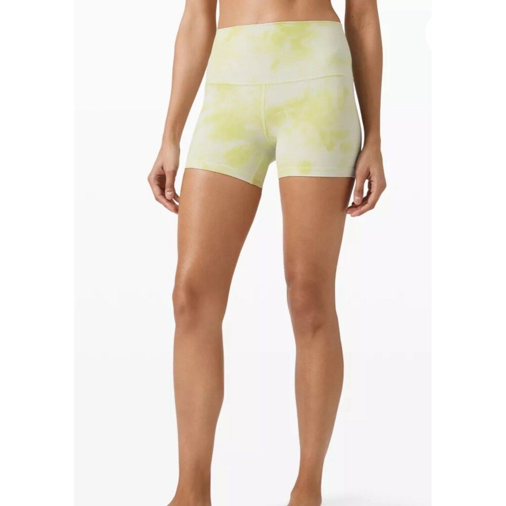 Align HR Short 4" YOGA Tie Die Lime Green Size 4